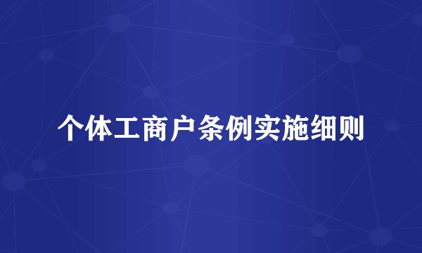 个体工商户条例实施细则
