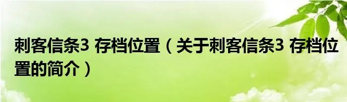 刺客信条3 存档位置（关于刺客信条3 存档位置的简介）