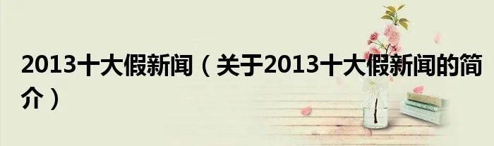2013十大假新闻（关于2013十大假新闻的简介）
