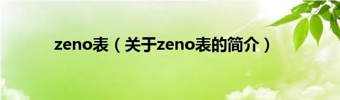 zeno表（关于zeno表的简介）