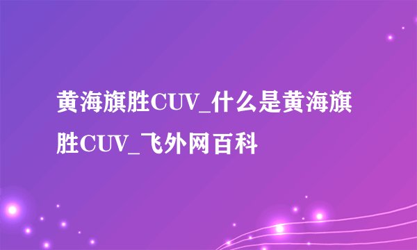 黄海旗胜CUV_什么是黄海旗胜CUV_飞外网百科