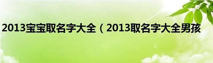 2013宝宝取名字大全（2013取名字大全男孩