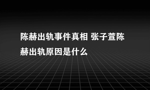 陈赫出轨事件真相 张子萱陈赫出轨原因是什么