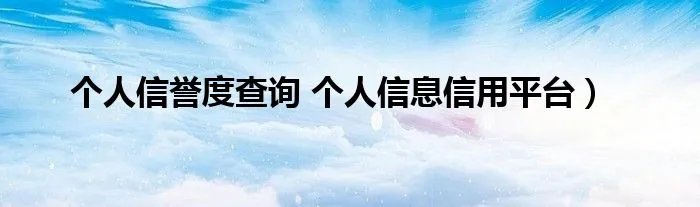 个人信誉度查询 个人信息信用平台）