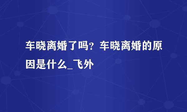 车晓离婚了吗？车晓离婚的原因是什么_飞外