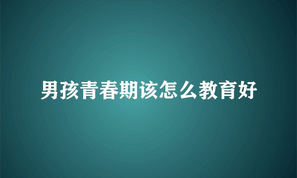 男孩青春期该怎么教育好