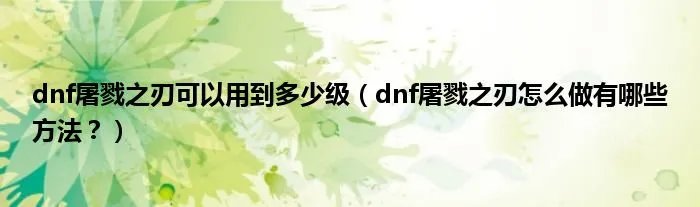 dnf屠戮之刃可以用到多少级（dnf屠戮之刃怎么做有哪些方法？）