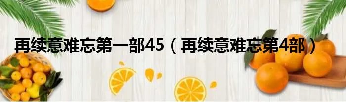 再续意难忘第一部45（再续意难忘第4部）