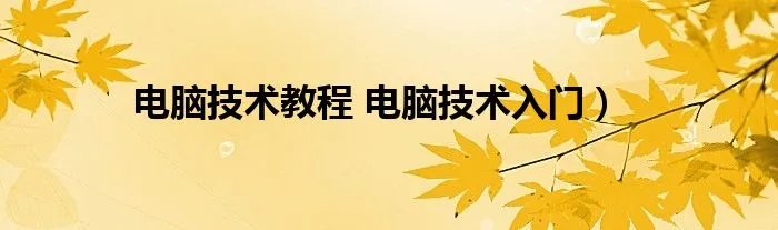 电脑技术教程 电脑技术入门）