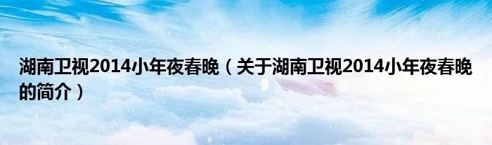 湖南卫视2014小年夜春晚（关于湖南卫视2014小年夜春晚的简介）