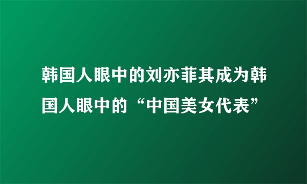 韩国人眼中的刘亦菲其成为韩国人眼中的“中国美女代表”