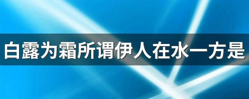 白露为霜所谓伊人在水一方是什么意思 白露为霜所谓伊人在水一方简述