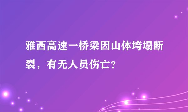 雅西高速一桥梁因山体垮塌断裂，有无人员伤亡？