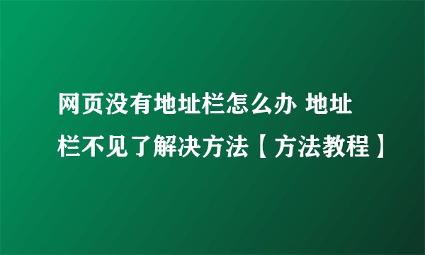 网页没有地址栏怎么办 地址栏不见了解决方法【方法教程】