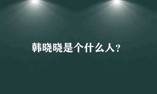 韩晓晓是个什么人？