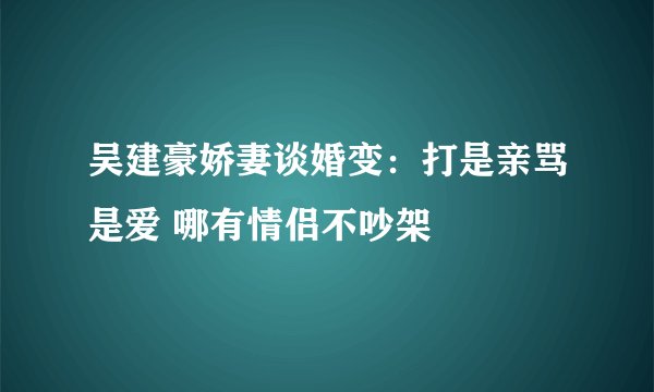 吴建豪娇妻谈婚变：打是亲骂是爱 哪有情侣不吵架