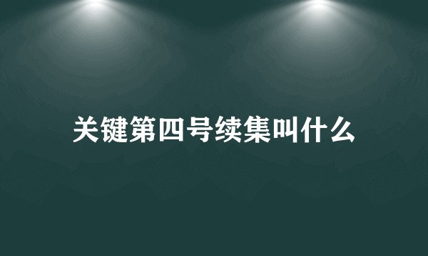 关键第四号续集叫什么