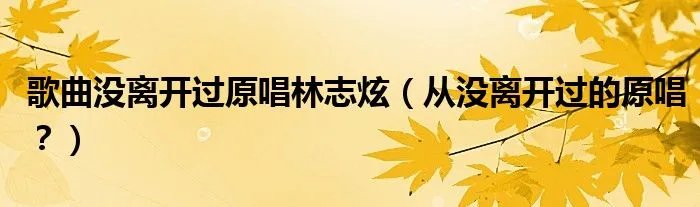 歌曲没离开过原唱林志炫（从没离开过的原唱？）