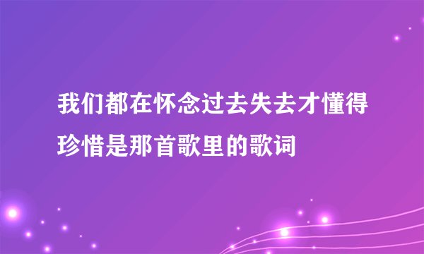 我们都在怀念过去失去才懂得珍惜是那首歌里的歌词