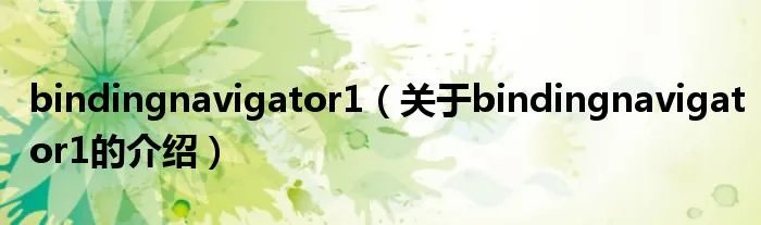 bindingnavigator1（关于bindingnavigator1的介绍）