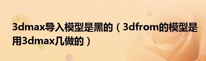 3dmax导入模型是黑的(3dfrom的模型是用3dmax几做的)