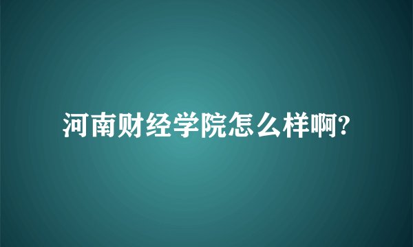 河南财经学院怎么样啊?