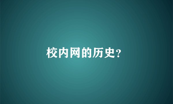 校内网的历史？