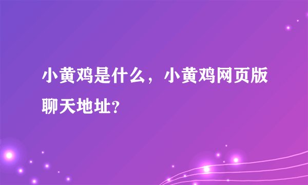 小黄鸡是什么，小黄鸡网页版聊天地址？