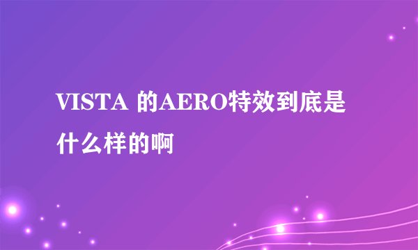 VISTA 的AERO特效到底是什么样的啊