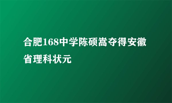 合肥168中学陈硕嵩夺得安徽省理科状元