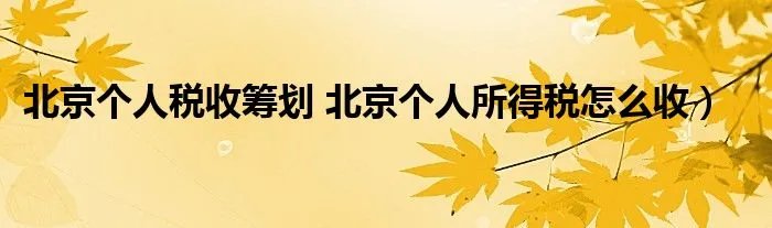 北京个人税收筹划 北京个人所得税怎么收）