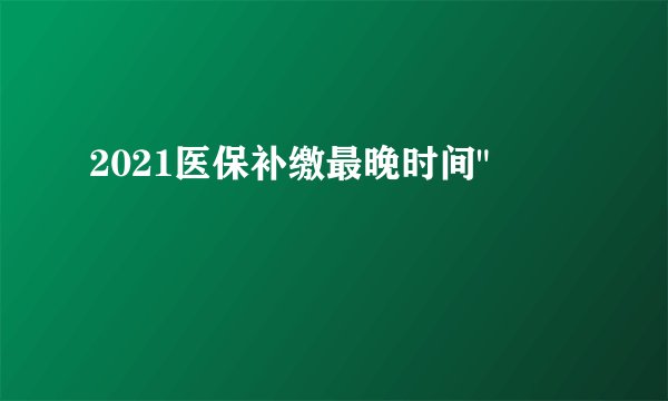 2021医保补缴最晚时间
