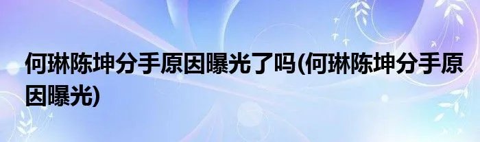 何琳陈坤分手原因曝光了吗(何琳陈坤分手原因曝光)