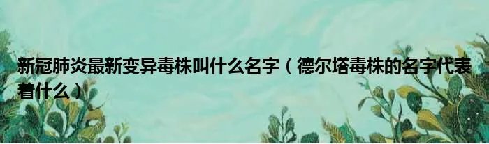 新冠肺炎最新变异毒株叫什么名字（德尔塔毒株的名字代表着什么）