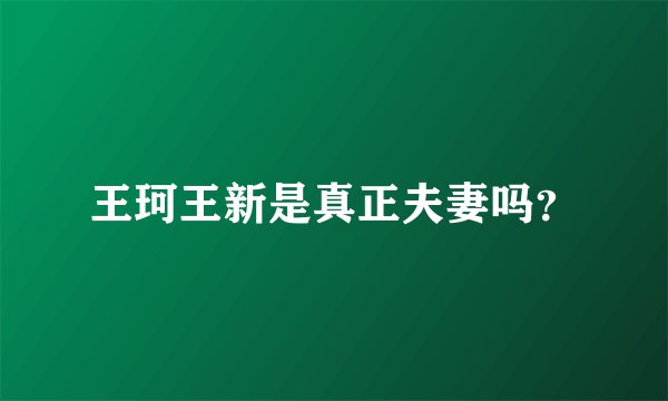 王珂王新是真正夫妻吗？