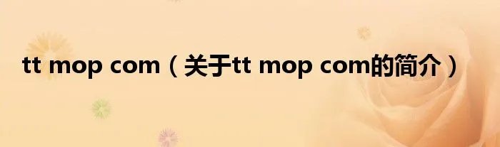 tt mop com（关于tt mop com的简介）