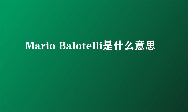 Mario Balotelli是什么意思