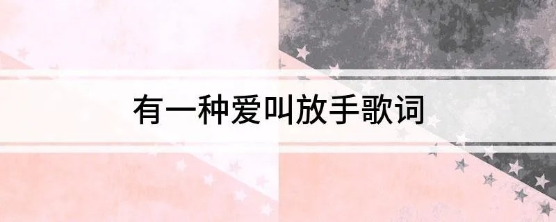 有一种爱叫放手歌词