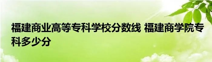 福建商业高等专科学校分数线 福建商学院专科多少分