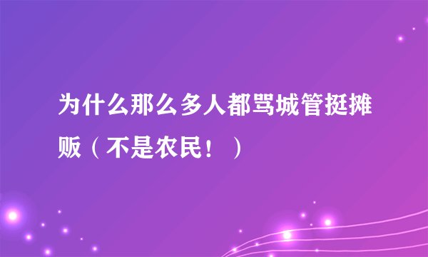 为什么那么多人都骂城管挺摊贩（不是农民！）