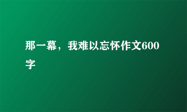 那一幕，我难以忘怀作文600字