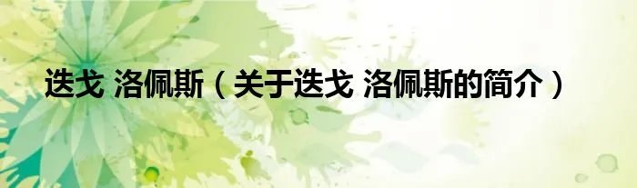 迭戈 洛佩斯（关于迭戈 洛佩斯的简介）