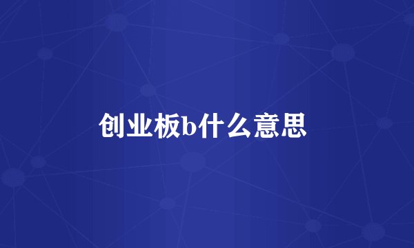 创业板b什么意思 