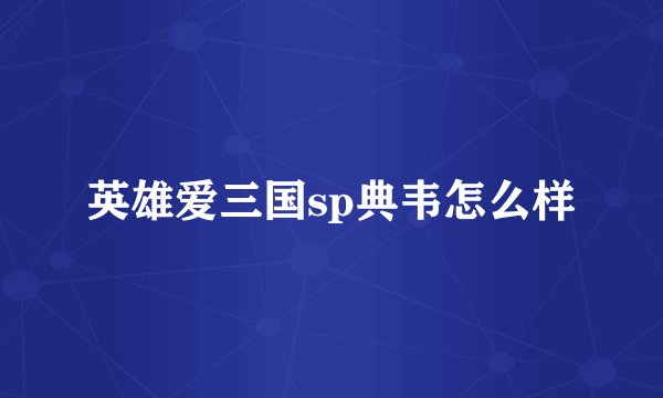 英雄爱三国sp典韦怎么样
