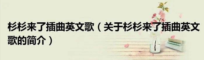 杉杉来了插曲英文歌（关于杉杉来了插曲英文歌的简介）