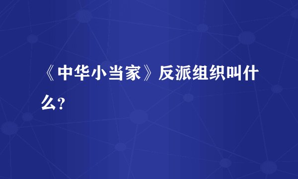 《中华小当家》反派组织叫什么？
