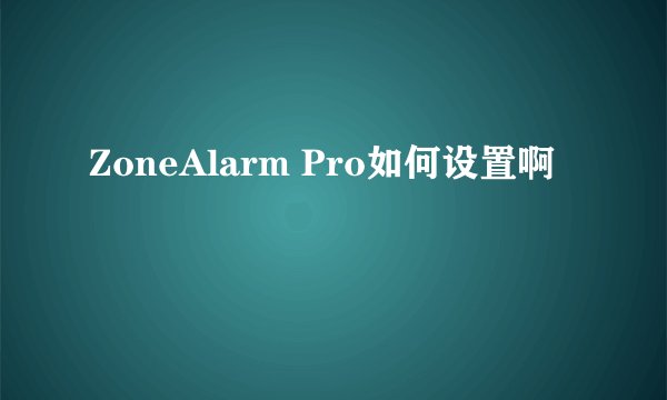 ZoneAlarm Pro如何设置啊