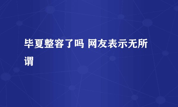 毕夏整容了吗 网友表示无所谓