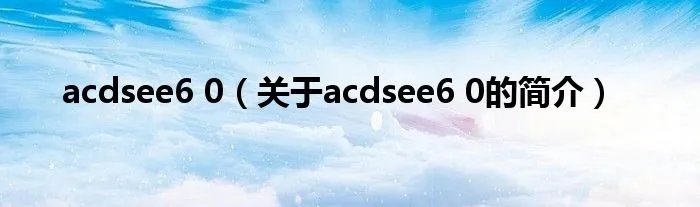 acdsee6 0（关于acdsee6 0的简介）