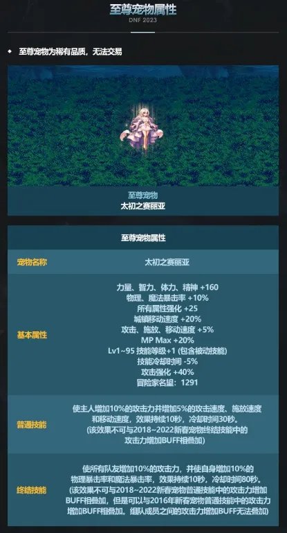 dnf2023春节宠物怎么样 2023春节宠物属性介绍